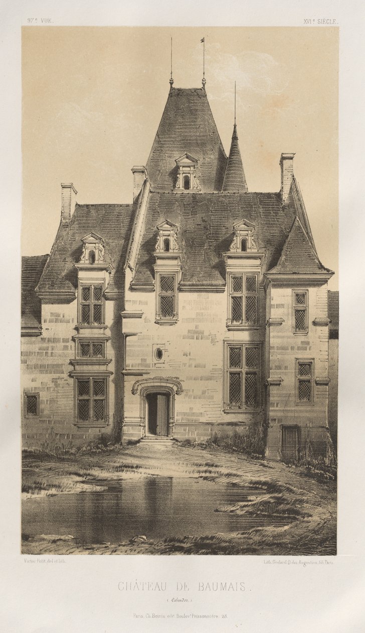 ...pl. 97, Chateau de Baumais Calvados, 1860. od Victor Petit