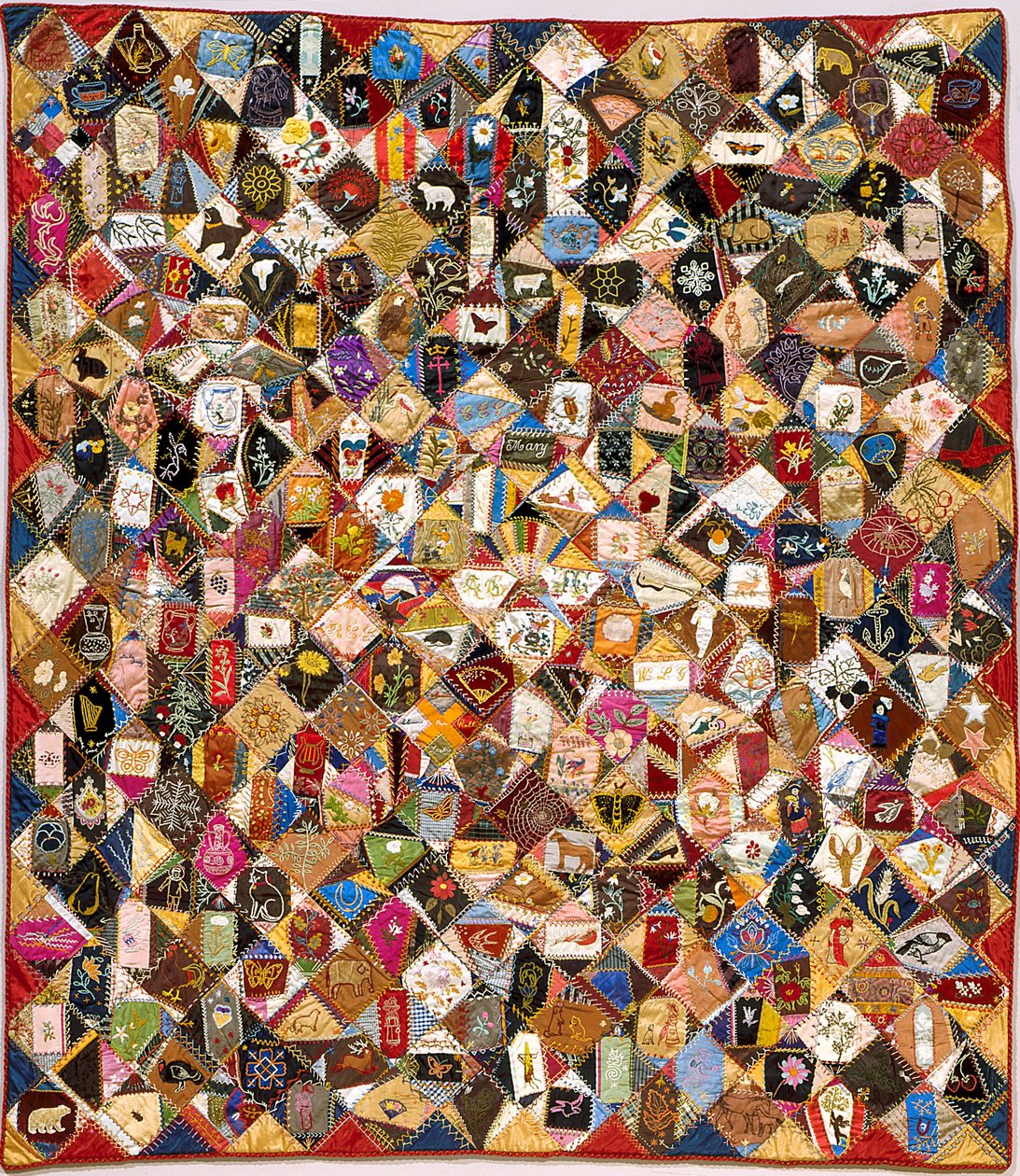 Crazy Quilt (hedvábí, bavlna, vlna, len, kusové, vyšívané) od Victoriene Parsons Mitchell