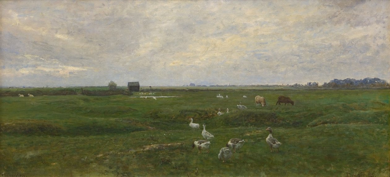 Husy u jezera. Blíží se bouře. Dragør, ostrov Amager od Viggo Johansen