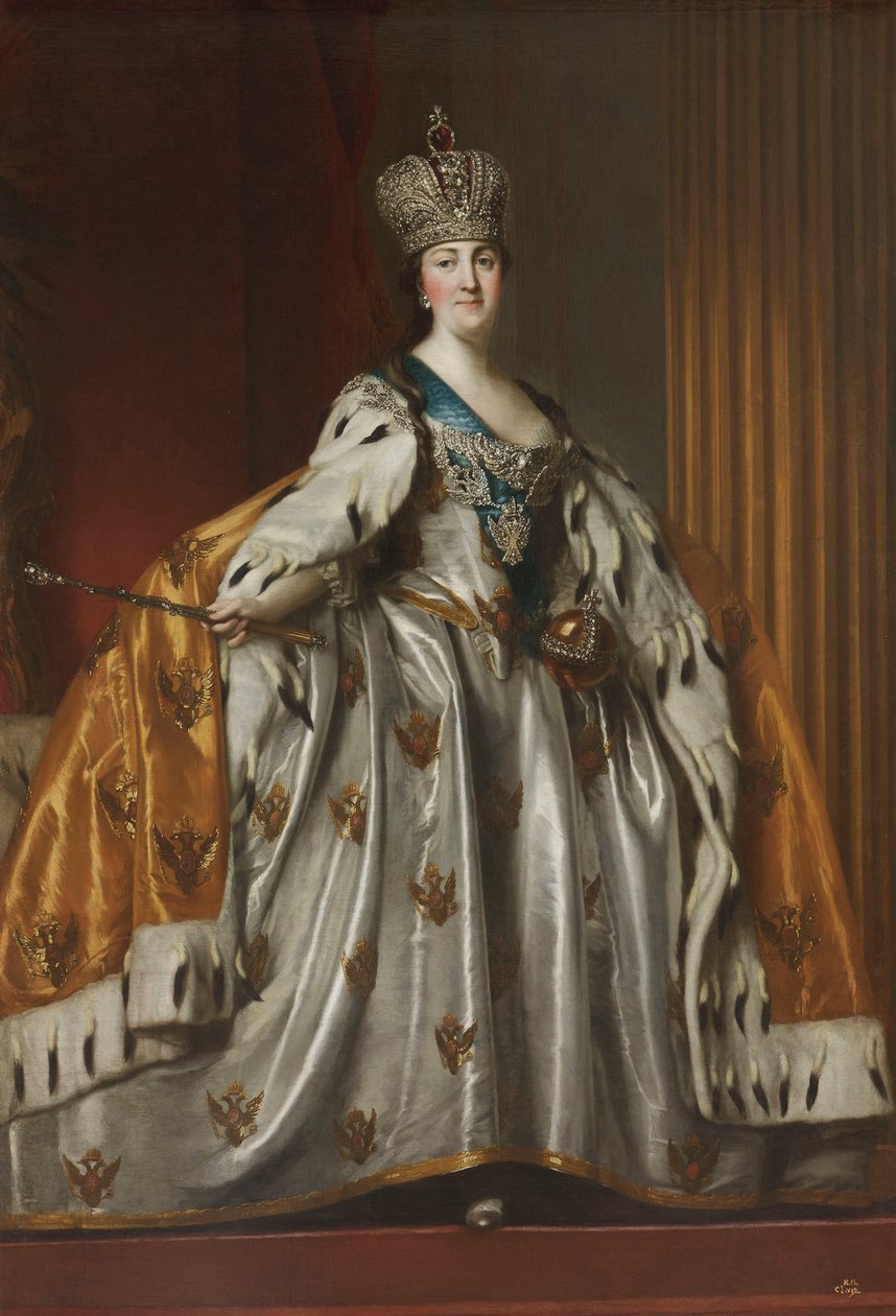 Portrét císařovny Kateřiny II 1729-1796 v jejím korunovačním rouchu, po roce 1762 od Vigilius Erichsen