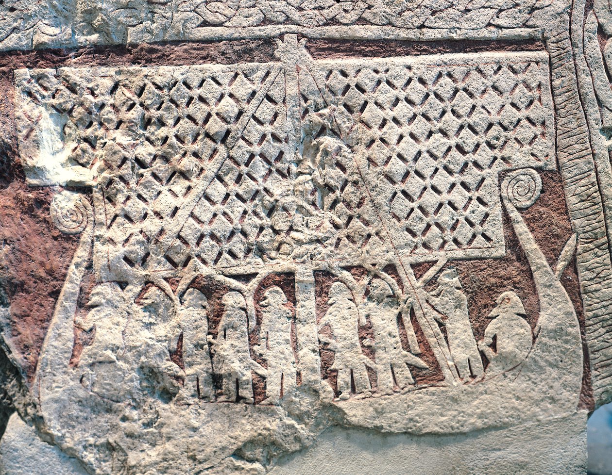 Detail obrazového kamene znázorňujícího vikingskou loď z kamene Isle of Gotland od Viking