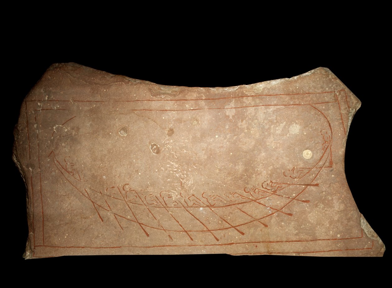 Graffiti představující vikingskou veslařskou loď. Stockholm 9. století, Historiska Museet od Viking