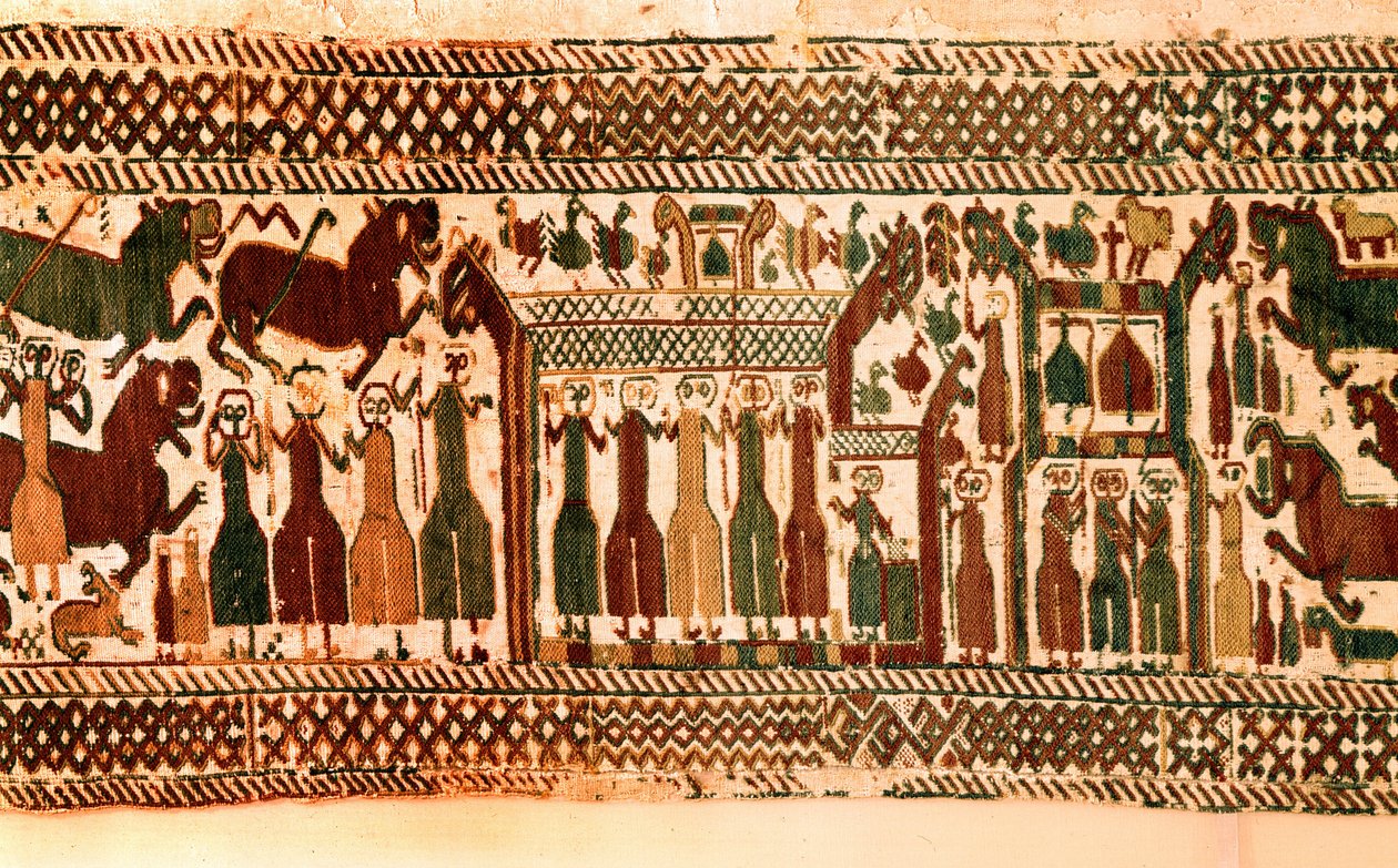 Viking: zpěváci a zvoníci. Tapiserie kostela Skog, Suede, konec 12. století. Stockholm, historické muzeum od Viking