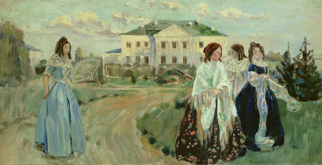 Procházka při západu slunce, 1903 od Viktor Elpidiforovich Borisov Musatov