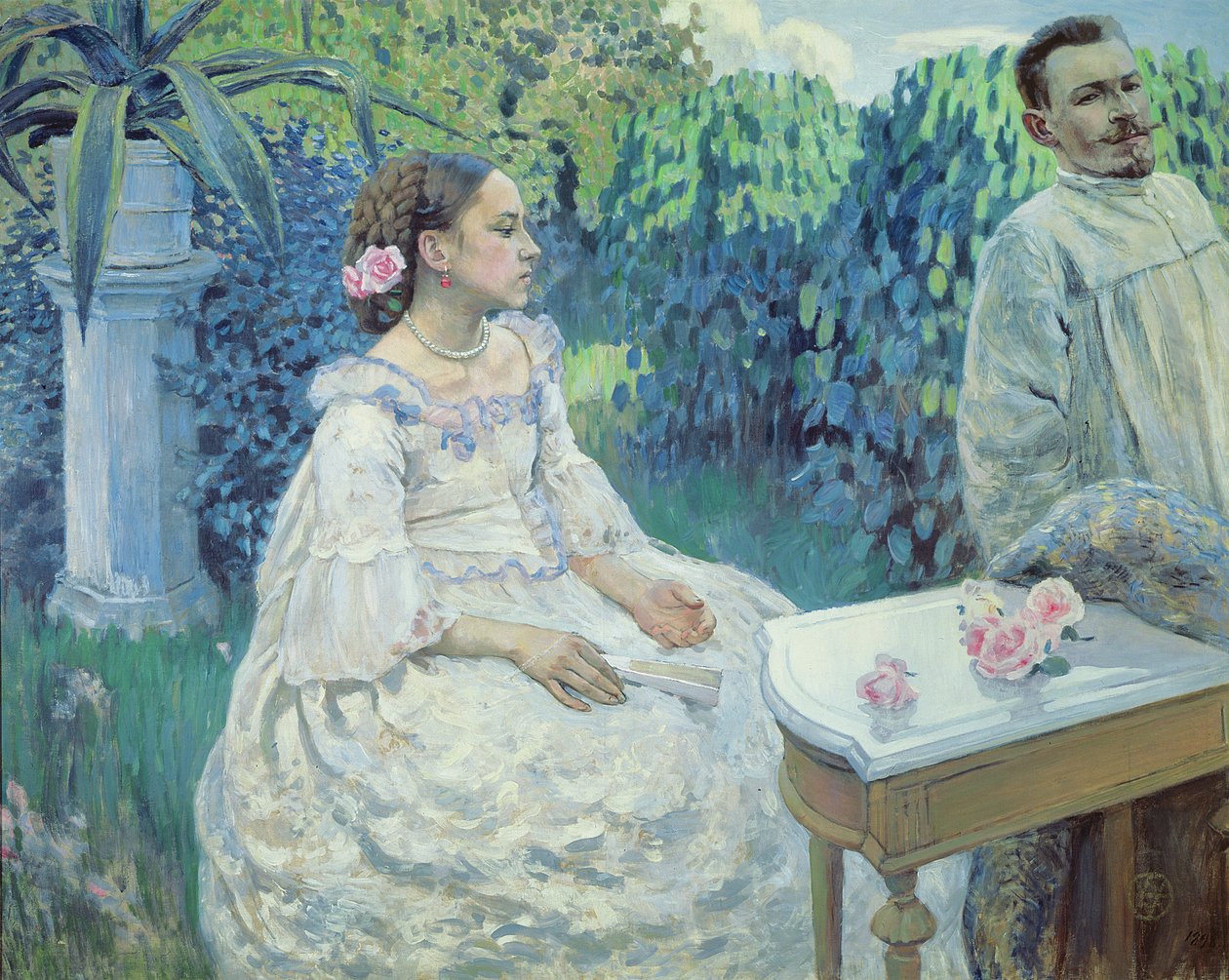 Autoportrét umělce s jeho sestrou Elenou Borisovou-Musatovou, 1898 od Viktor Elpidiforovich Borisov Musatov