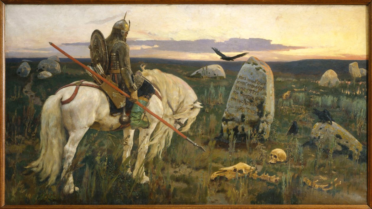 nAngličtina: Vityaz na křižovatceFrancais: Le Chevalier a la Croisee des Cheminsn od Viktor Mikhaylovich Vasnetsov