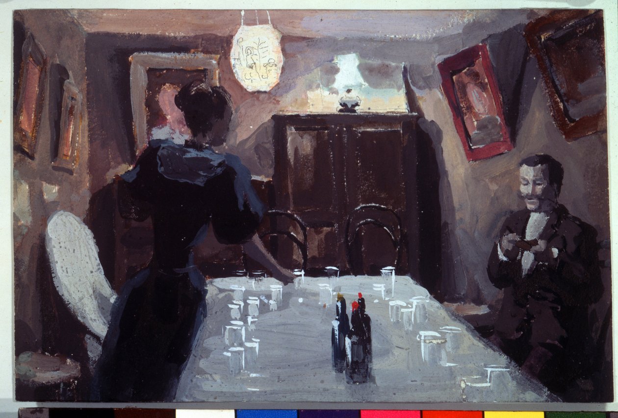 "Čekající návštěvníci" (Čekající návštěvníci) Akvarel a kvaš Viktora (Victora) Elpidiforoviče Borisova-Musatova (Borisov Musatov) (1870-1905) (symbolismus) 1894 Státní Treťjakovská galerie, Moskva, Rusko od Viktor Elpidiforovich Borisov Musatov