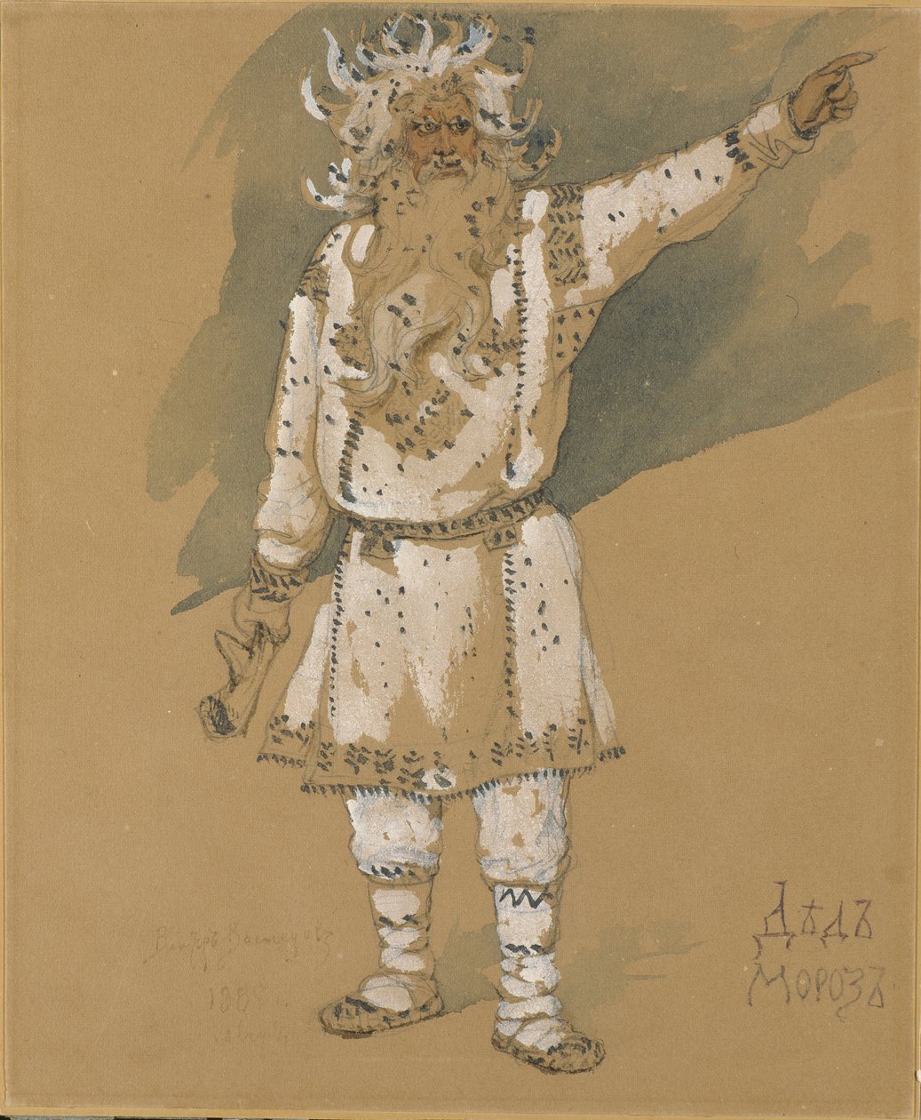 Dědeček Mráz. Kostýmní návrh opery Sněhurka od N. Rimského-Korsakova, 1885 od Viktor Mikhaylovich Vasnetsov