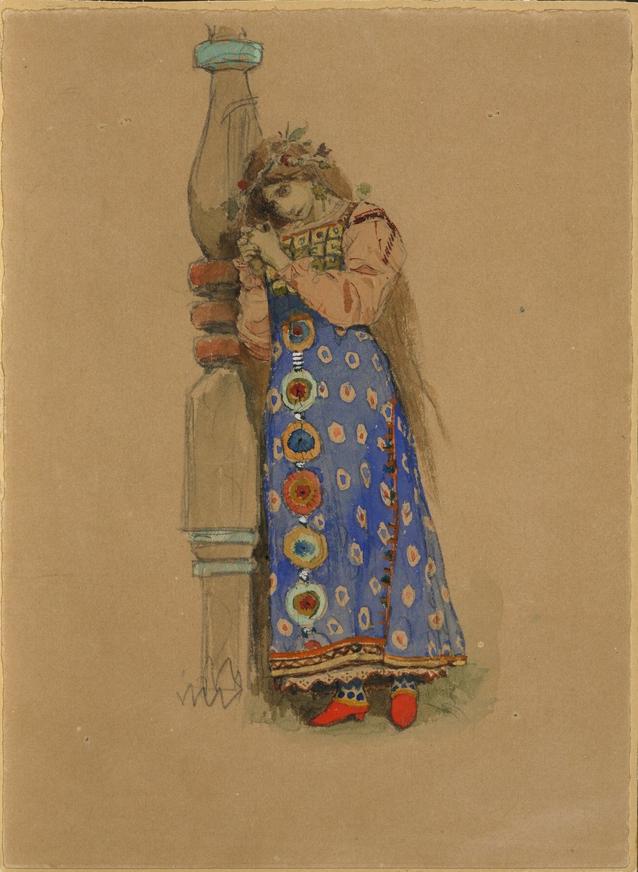 Kupava. Kostýmní návrh opery Sněhurka od N. Rimského-Korsakova, 1885 od Viktor Mikhaylovich Vasnetsov