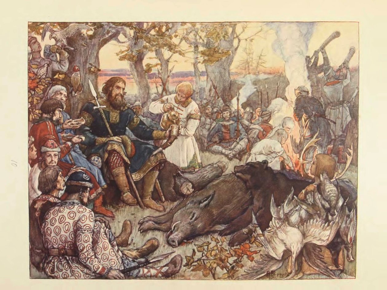 Zbytek velkoknížete Vladimíra II Monomacha na lovu. Imperiální hon v Rusku od N. Kutepova, od Viktor Mikhaylovich Vasnetsov