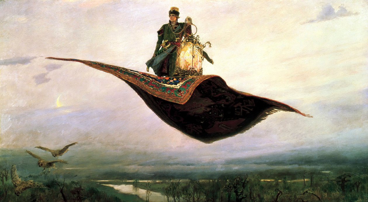 Jízda na létajícím koberci, 1880 od Viktor Mikhaylovich Vasnetsov