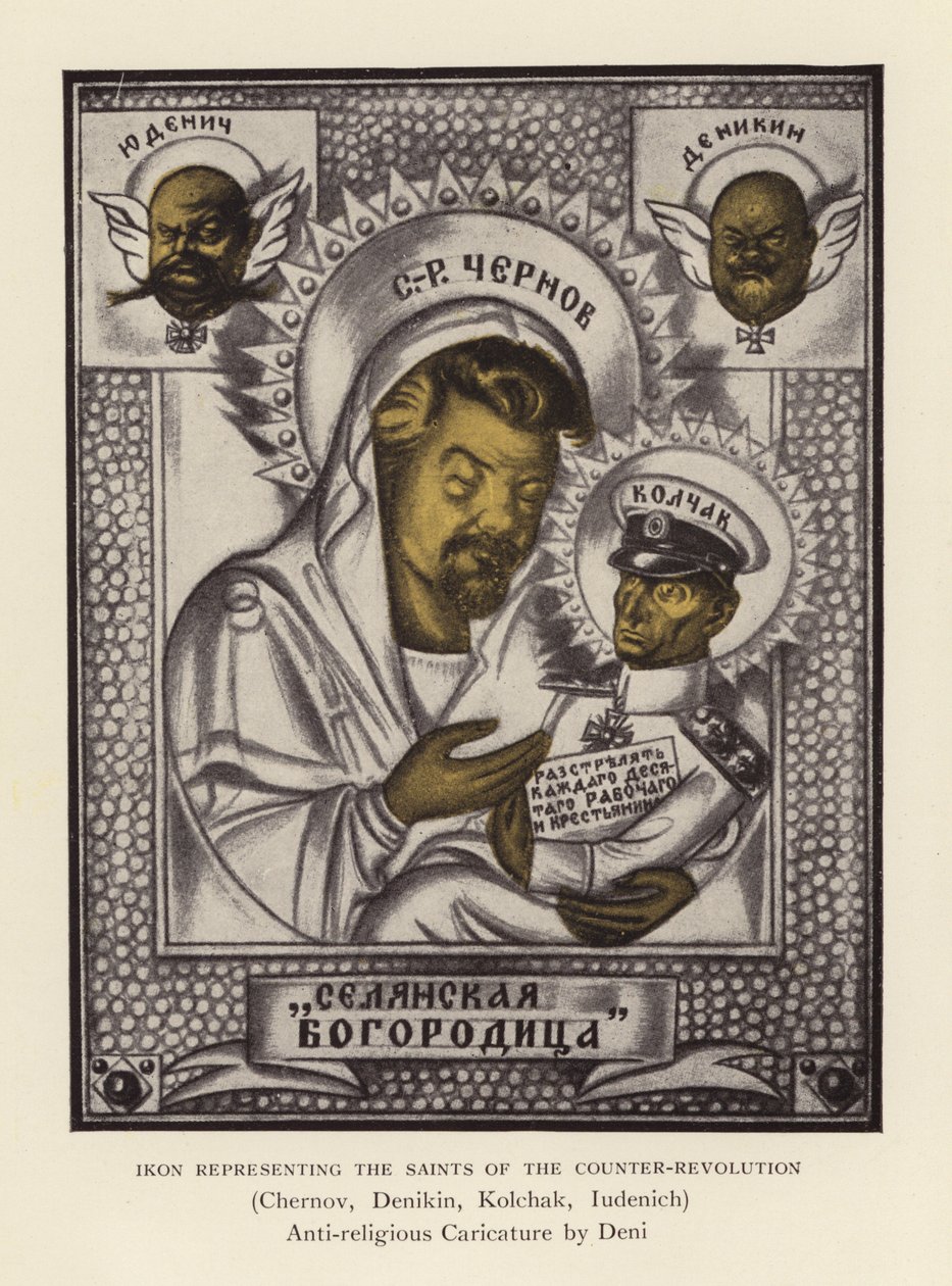 Ikona představující světce kontrarevoluce (barevná litografie) od Viktor Nikolaevich Deni