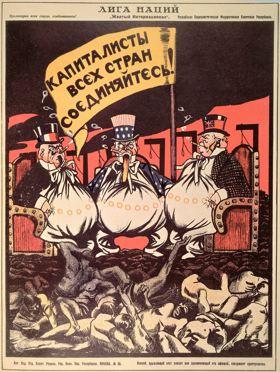 „Společnost národů: Kapitalisté světa se spojte“ z „Ruského revolučního plakátu“ od V. Polonského od Viktor Nikolaevich Deni