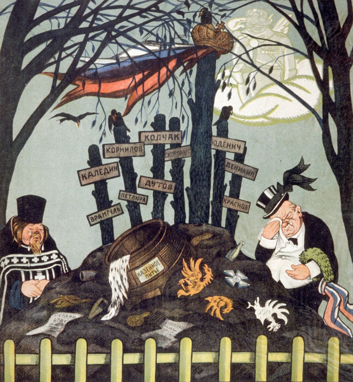 Hrob kontrarevolucionářů: Wrangel, Dutov, Kolčak, kolem 1920-1921 (plakát) od Viktor Nikolaevich Deni