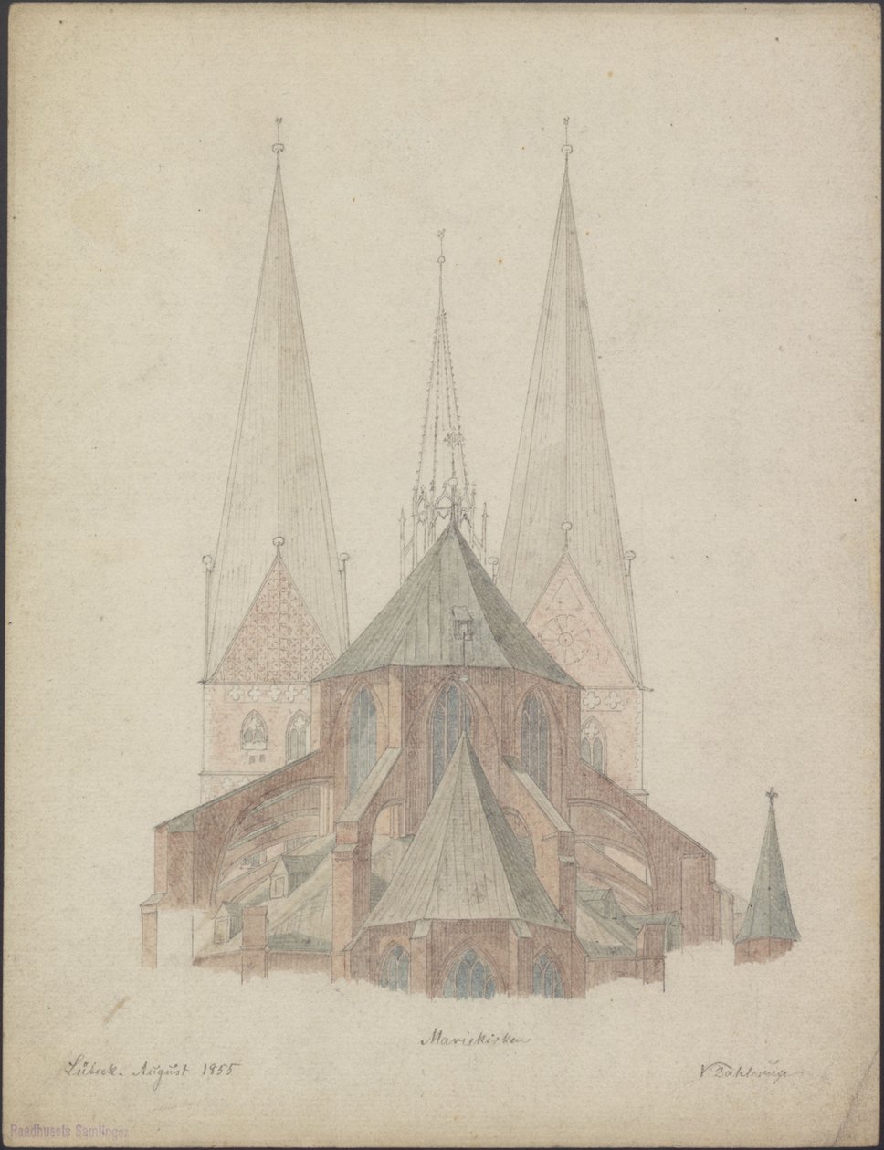 St. Marienkirche v Lübecku (1855) od Vilhelm Dahlerup