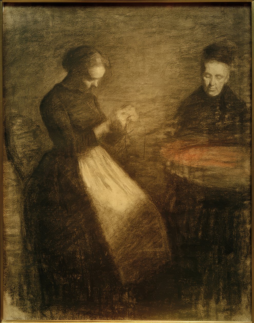 Večer v obýváku od Vilhelm Hammershoi