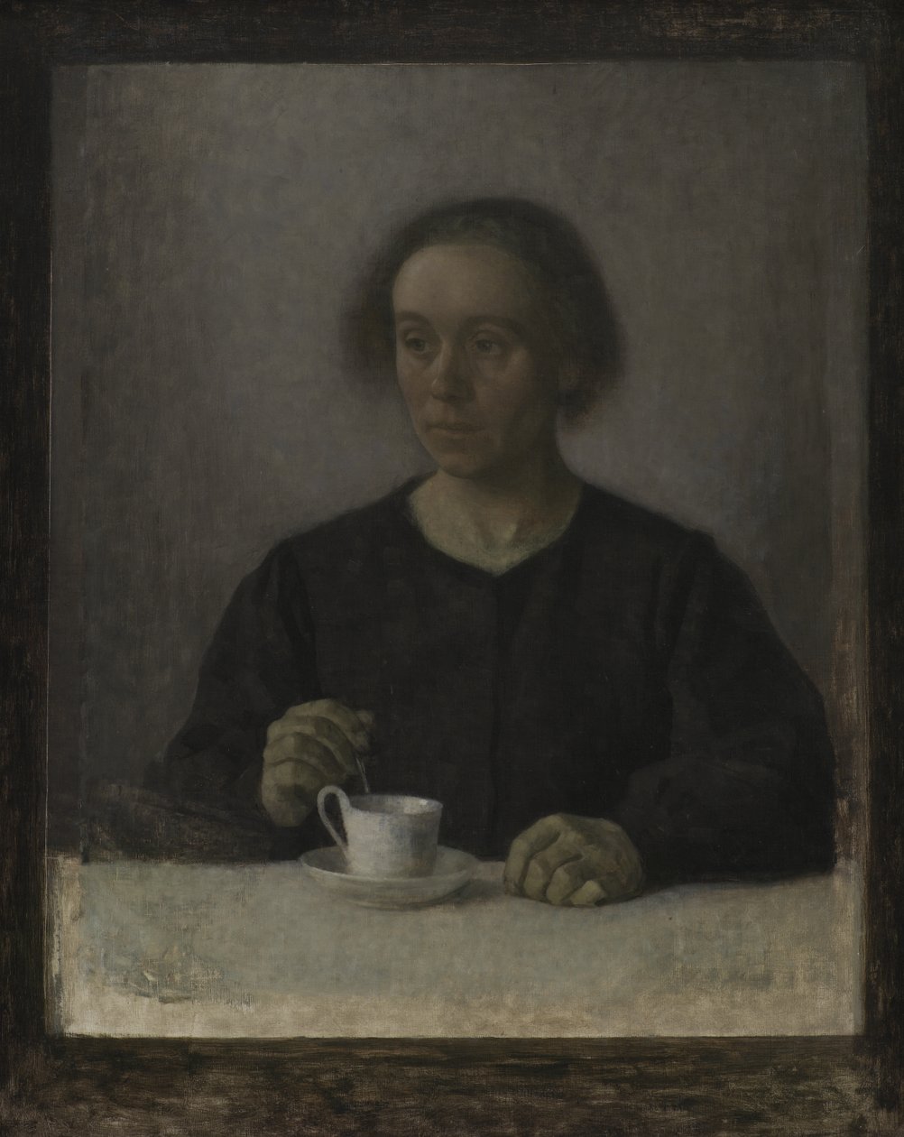 Ida Hammershøi, Umělcova žena, s šálkem čaje od Vilhelm Hammershøi