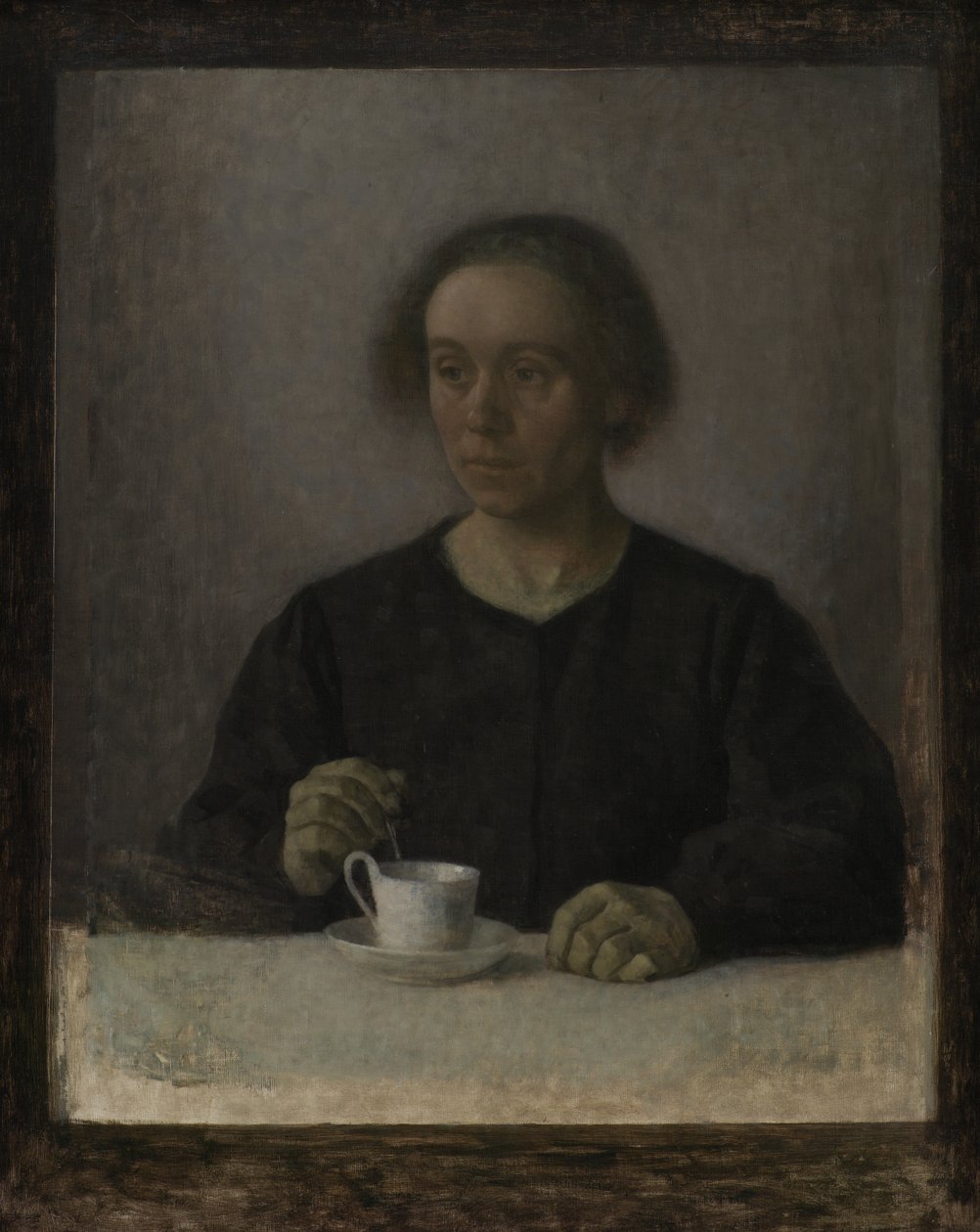Ida Hammershøi, Umělcova žena, s šálkem čaje od Vilhelm Hammershøi