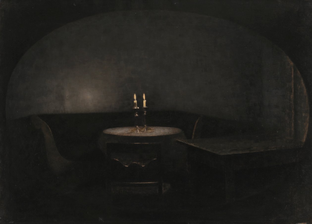 Interiér, Umělé světlo od Vilhelm Hammershoi