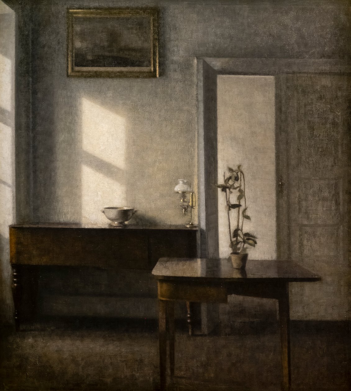 Interiér s květinovým přístavem, Bredgade 25 od Vilhelm Hammershoi