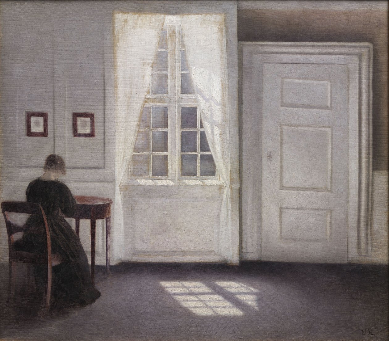 Bydlení v ulici Strand se sluncem na podlaze, 1901 od Vilhelm Hammershoi