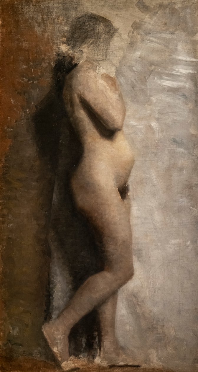 Nahá modelka, profil od Vilhelm Hammershoi