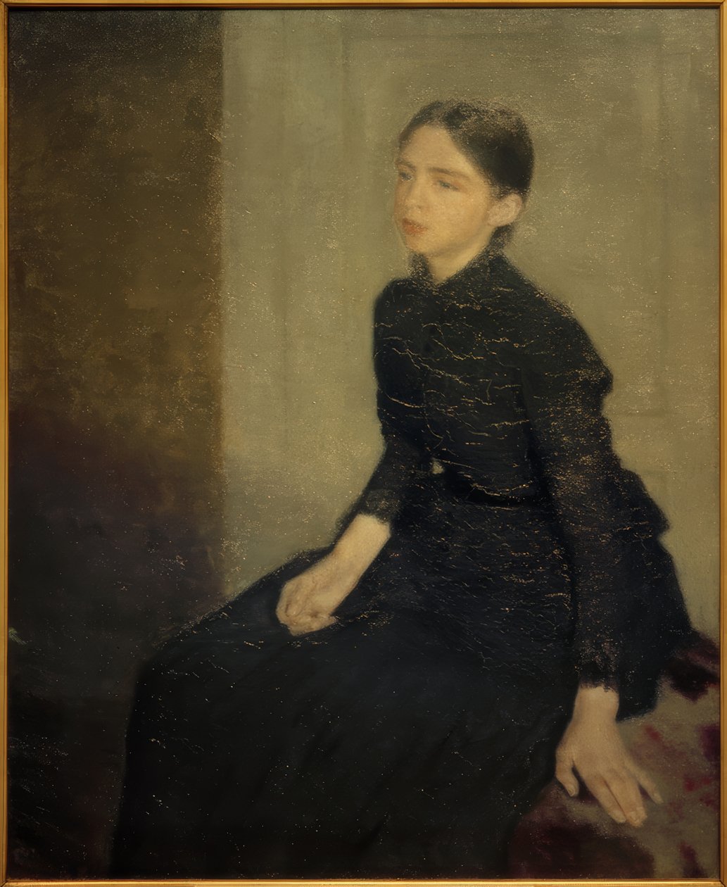 Portrét mladé dívky. Umělcova sestra Anna Hammershöi od Vilhelm Hammershoi
