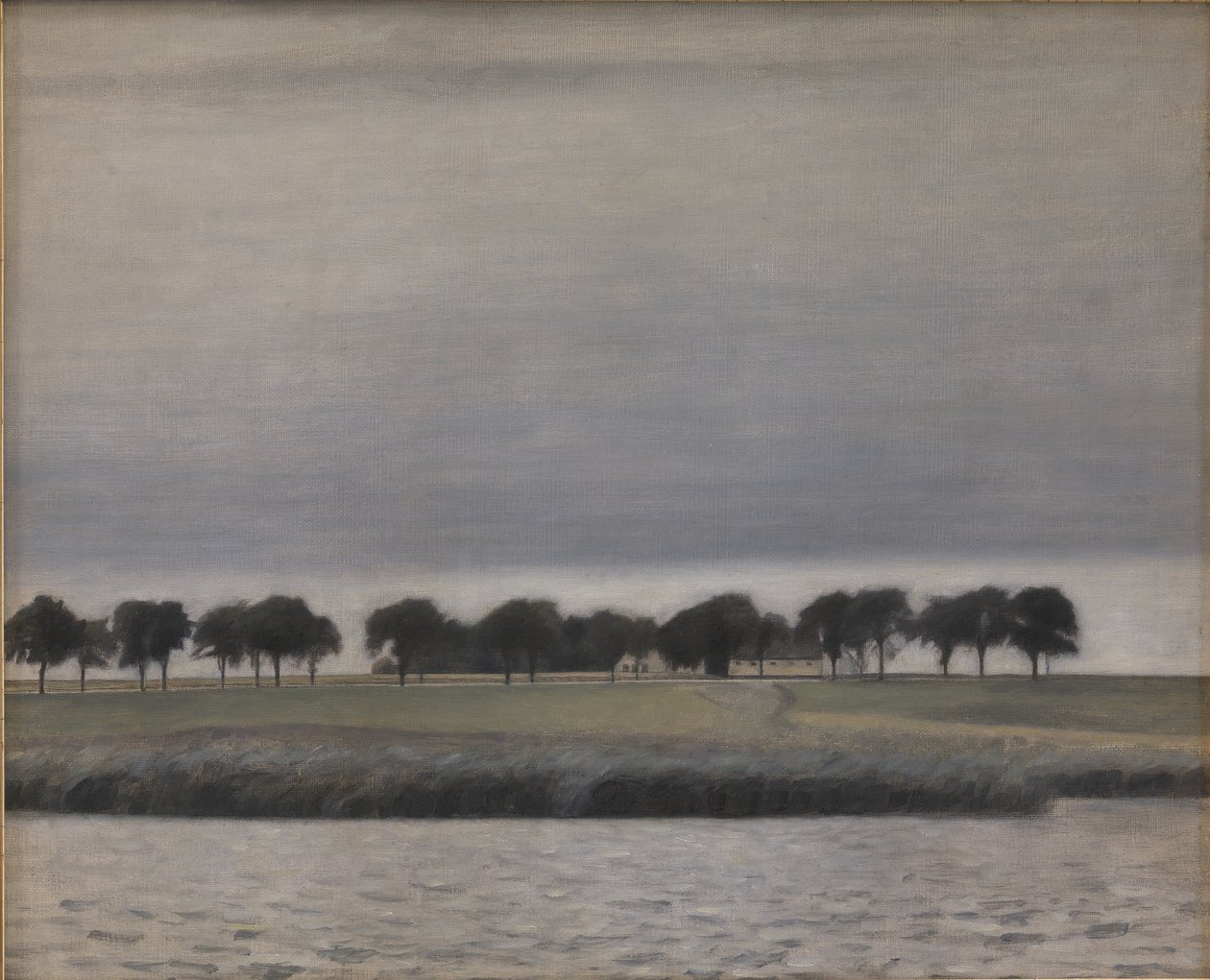 Studie pro sluneční déšť, jezero Gentofte od Vilhelm Hammershoi