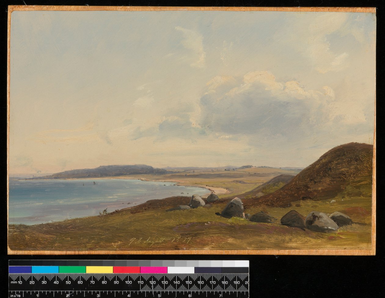 Pohled na Hesbjerg z panství Hornbaek, 1857 (olej na papíře na palubě) od Vilhelm Peterson