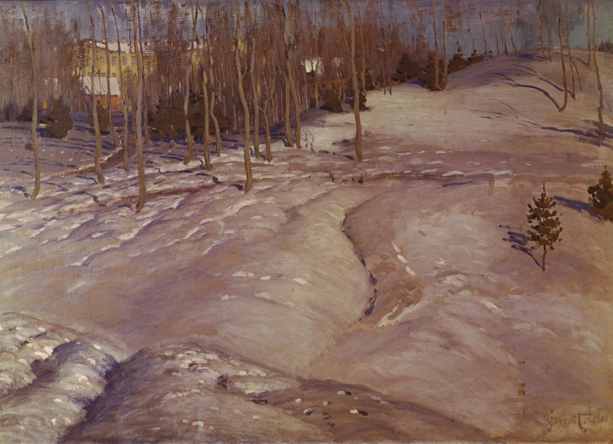 Zimní krajina. březnový večer, c. 1900 od Vilhelms Purvitis
