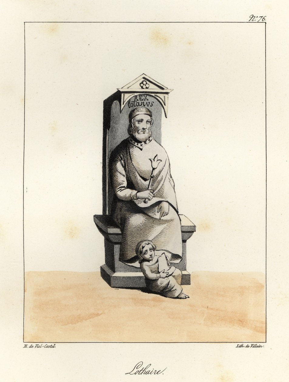 Socha Lothaira I., Lothara I., karolínského císaře, krále Itálie a Střední Francie, 795-855 od Villain Villain