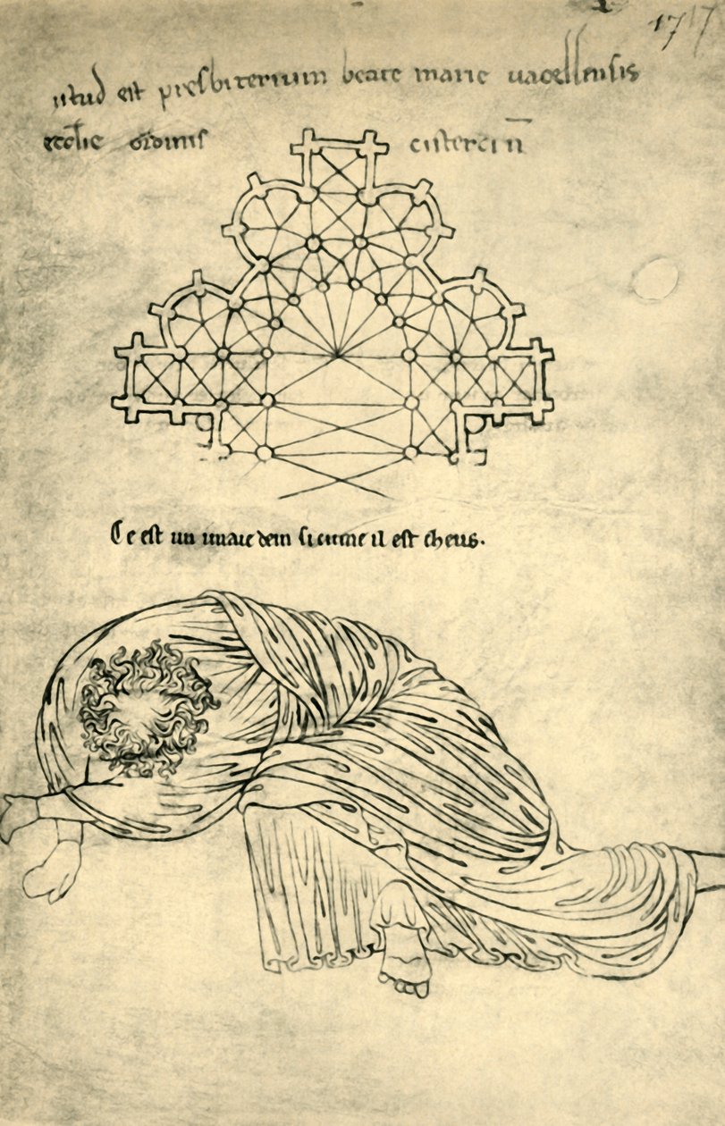 Církevní plán a spící apoštol, 1220-1240, 1943. od Villard de Honnecourt