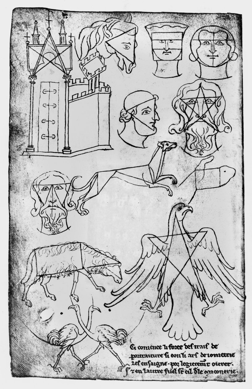Ms Fr 19093 fol.18v Různé kresby (faksimile kopie) od Villard de Honnecourt