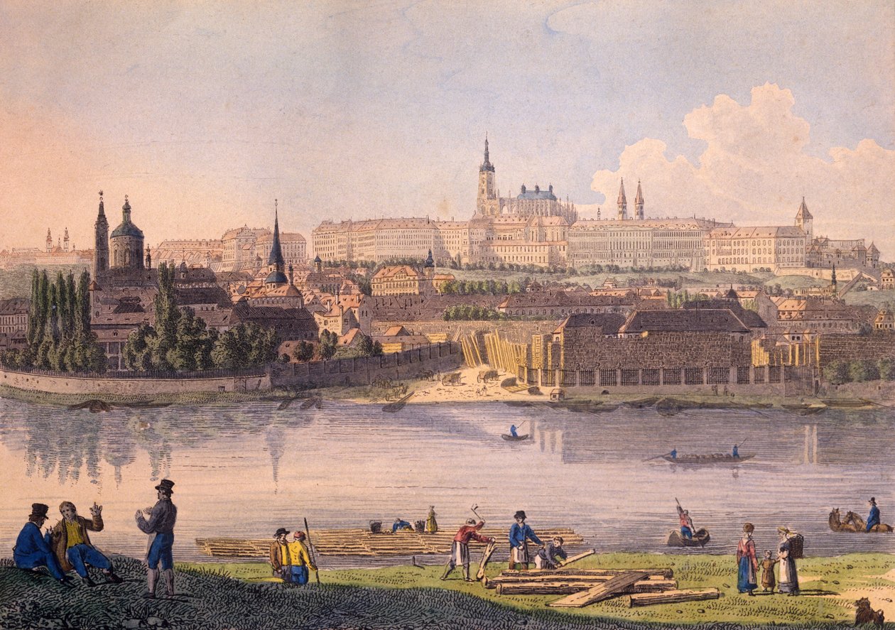 Pražský hrad a část Malé Strany (barevný lept) od Vincenc Morstadt
