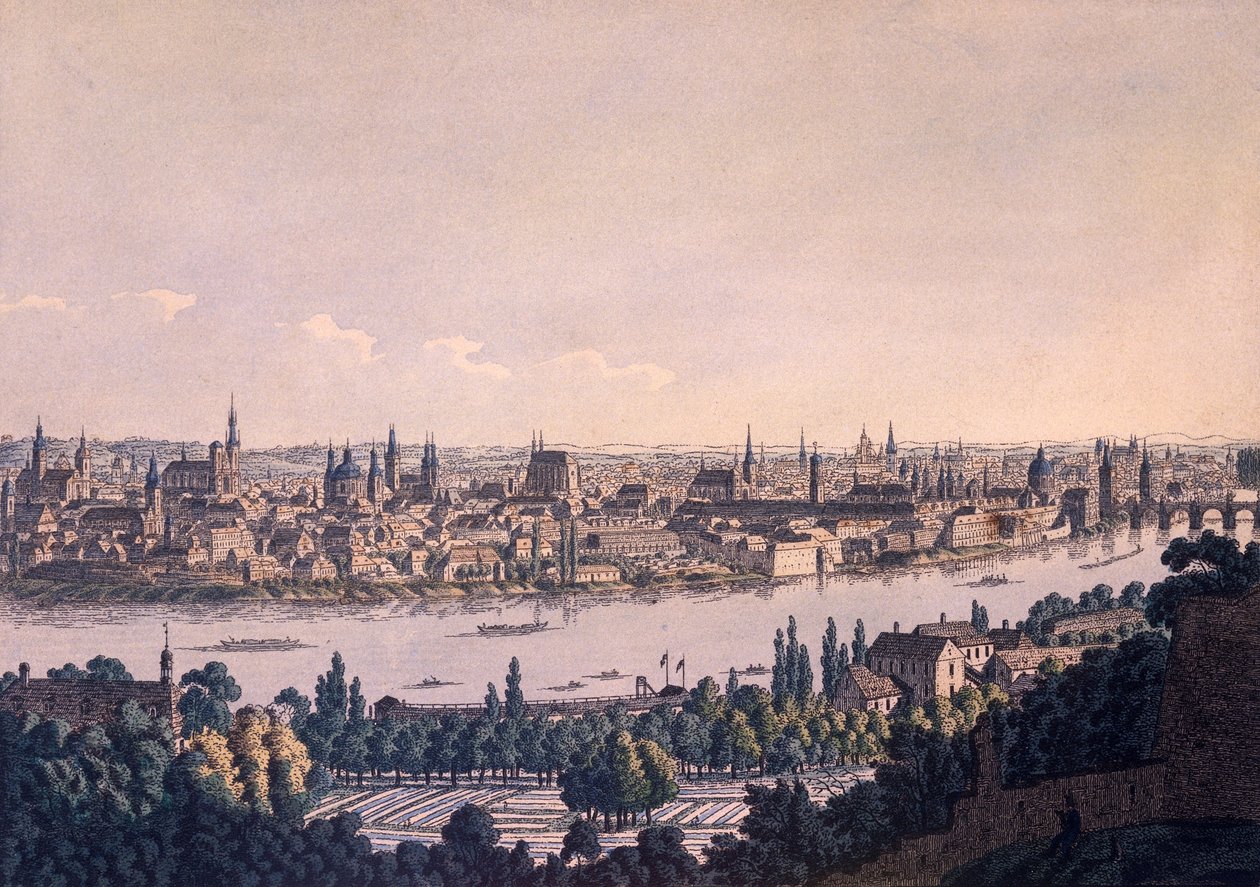 Staré a Nové Město pražské (barevný lept) od Vincenc Morstadt