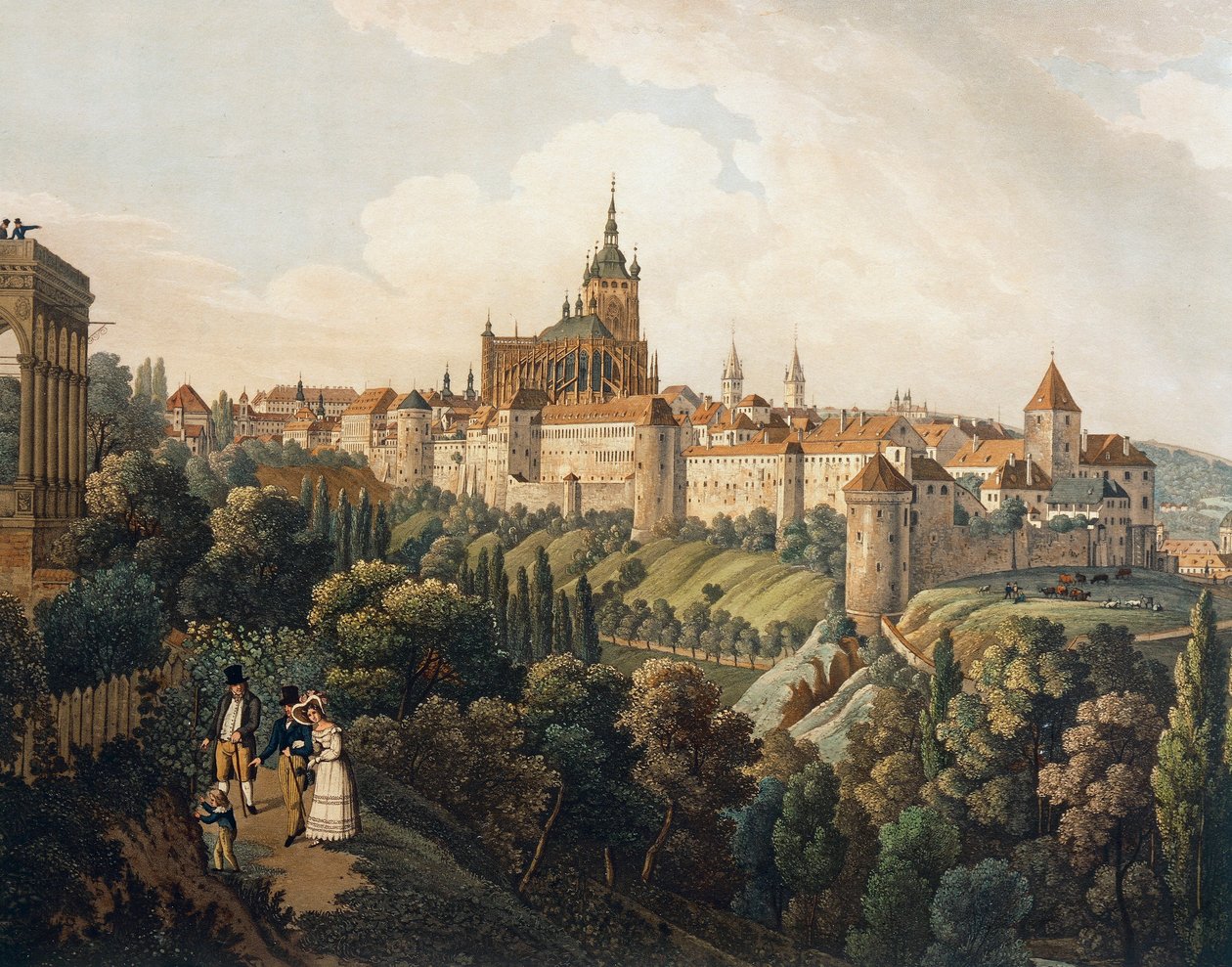Pohled na Prahu z Belvederu, Vincent Morstadt (akvarel) od Vincenc Morstadt