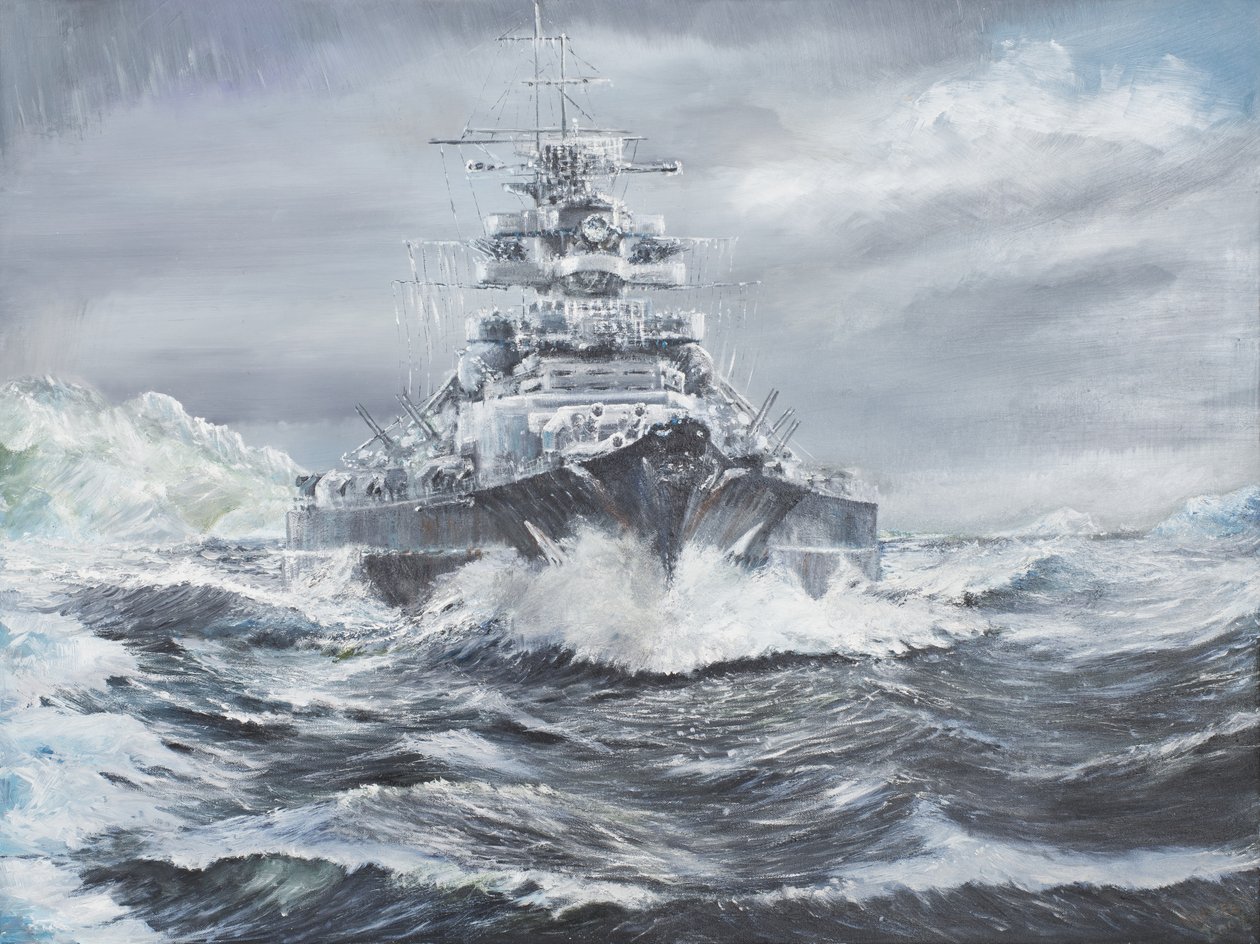 Bismarck u pobřeží Grónska 1900 hodin 23. května 1941, 2007, (Olej na plátně) od Vincent Alexander Booth