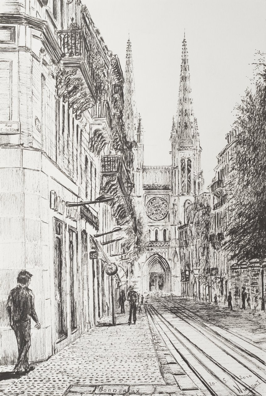 Bordeaux, Francie, 2010, (inkoust na papíře) od Vincent Alexander Booth