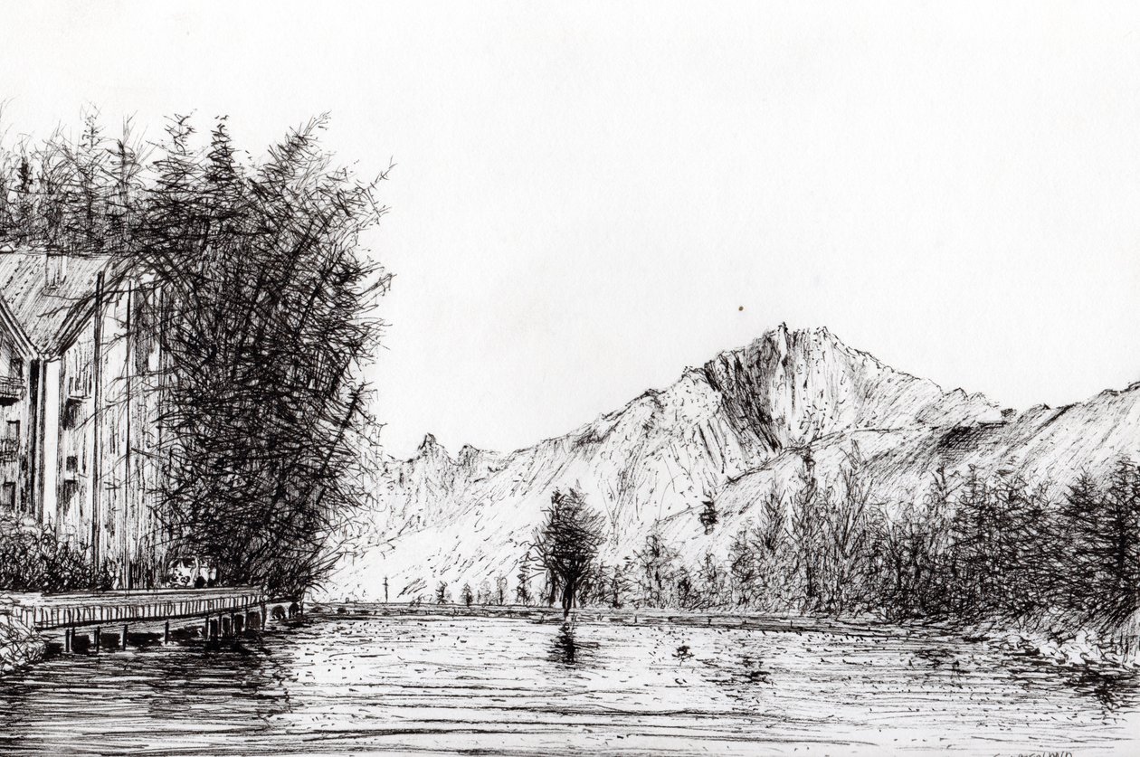 Crans Switzerland, 2009, (inkoust na papíře) od Vincent Alexander Booth