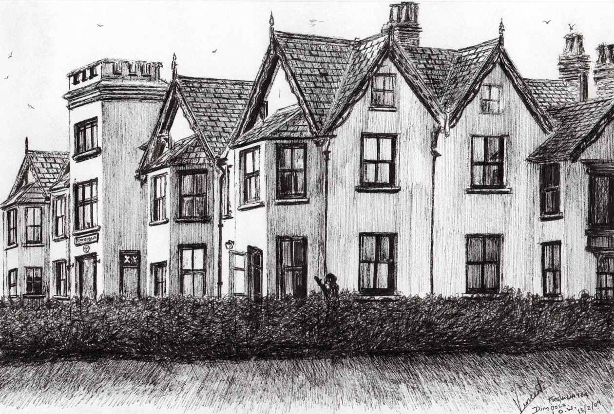 Dimbola Lodge I.O.W., 2009, (inkoust na papíře) od Vincent Alexander Booth