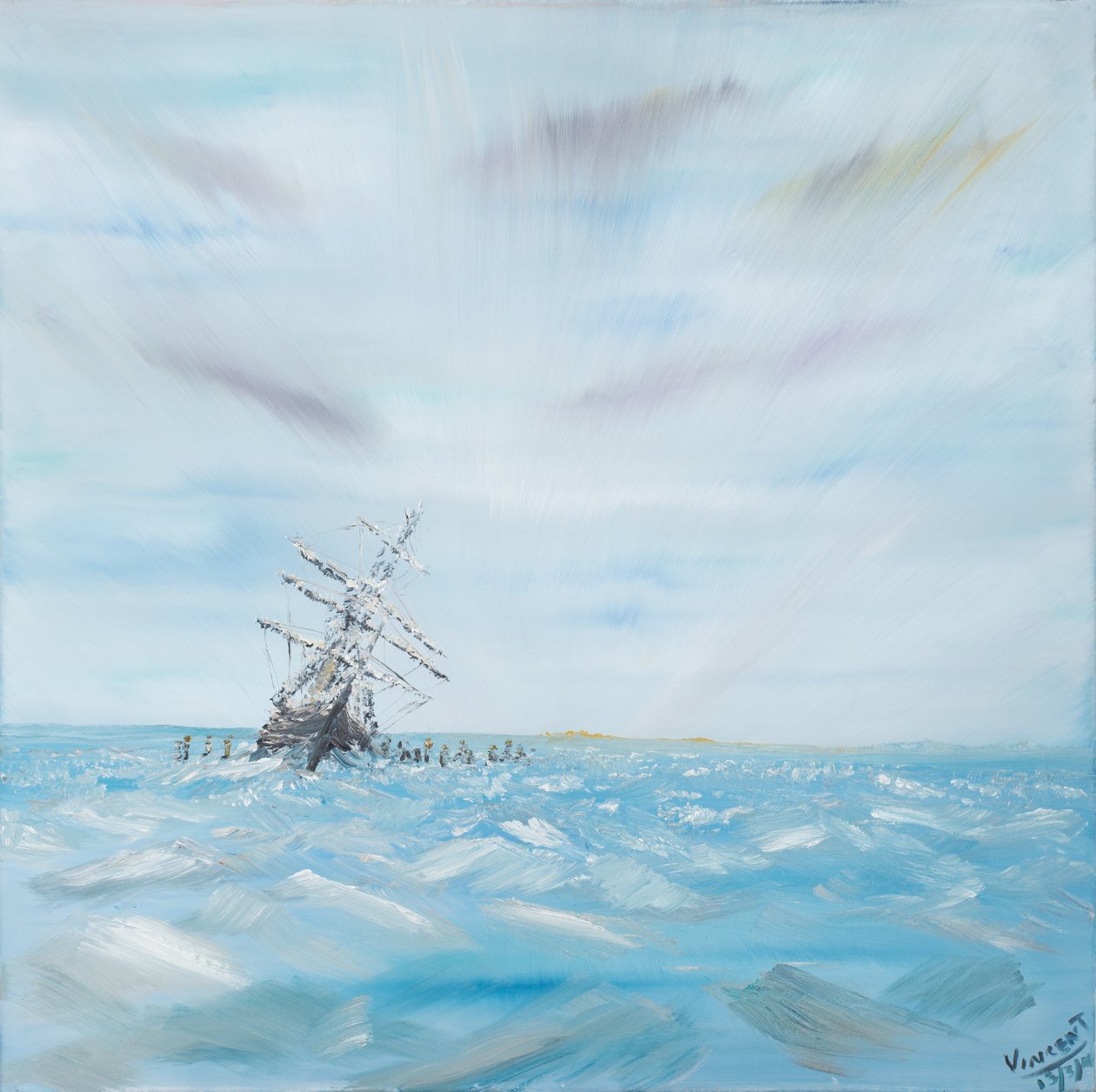 Endurance v pasti antarktického ledu, 2014, (olej na plátně) od Vincent Alexander Booth