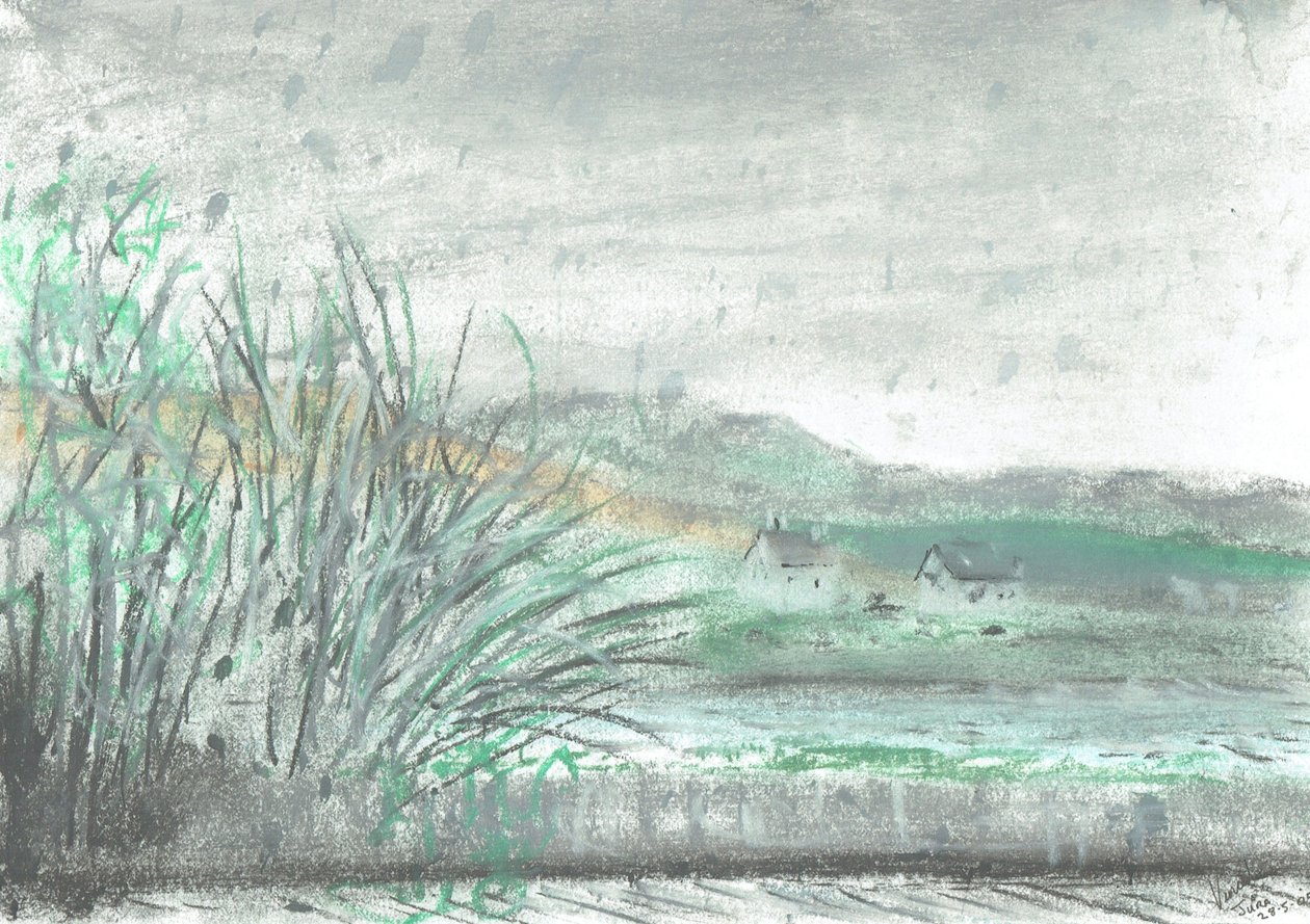 Ostrov Jura v lijáku, 2005, (pastely na papíře) od Vincent Alexander Booth