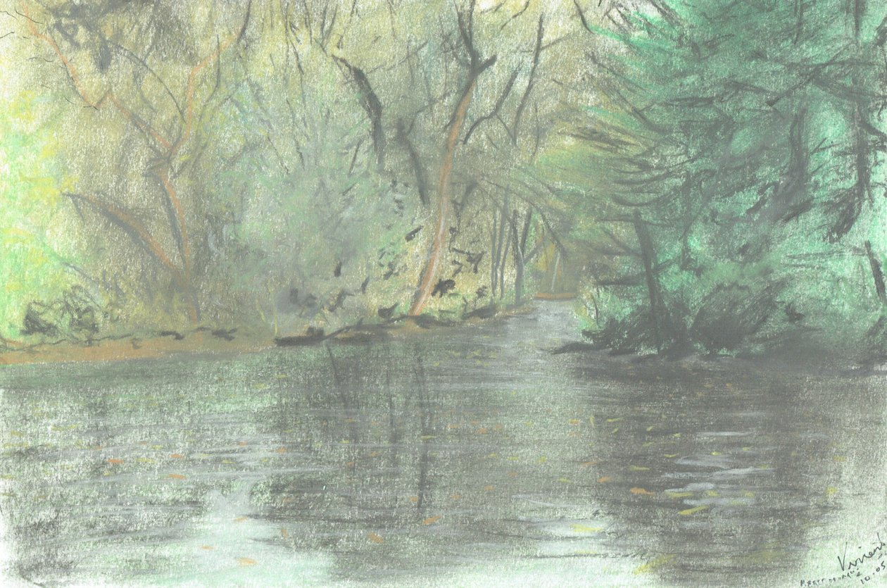 Marlborough pond, 2005, (pastel na papíře) od Vincent Alexander Booth