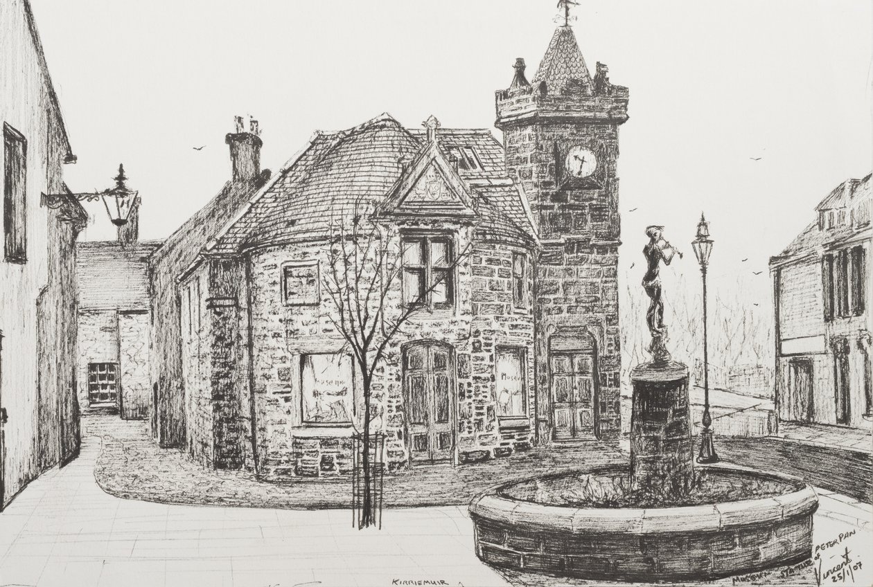 Socha Petra Pana, Kirriemuir, Skotsko, 2007, (inkoust na papíře) od Vincent Alexander Booth