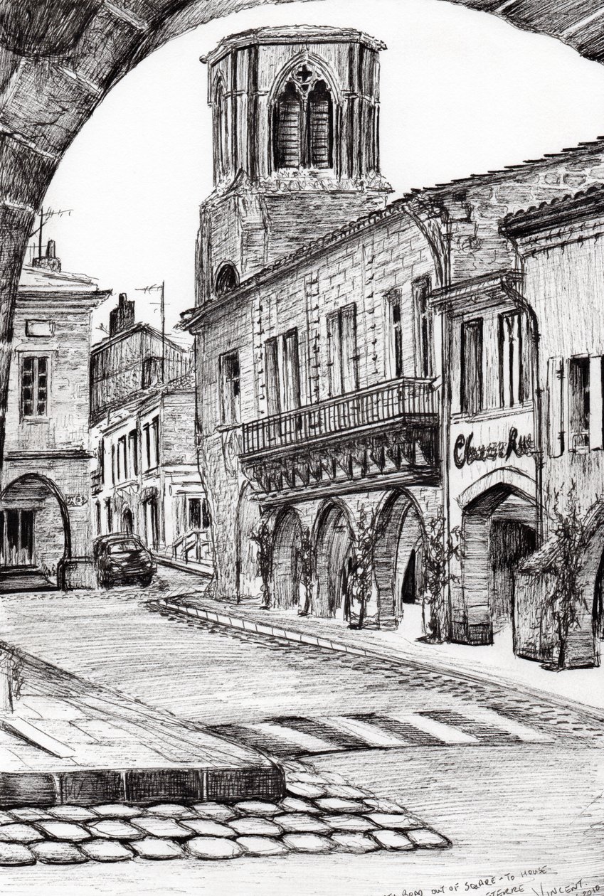 Sauveterre France, 2010, (inkoust na papíře) od Vincent Alexander Booth