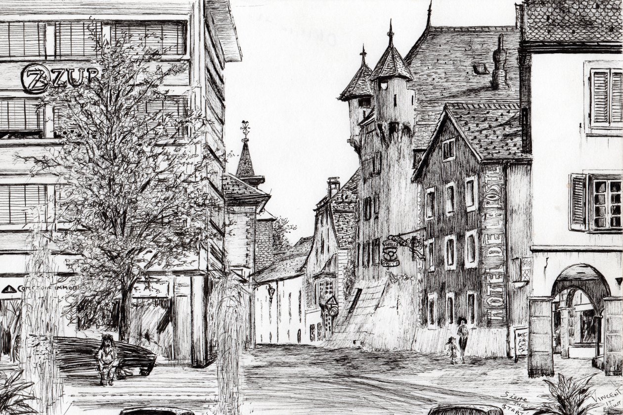 Sierre Switzerland, 2012, (inkoust na papíře) od Vincent Alexander Booth