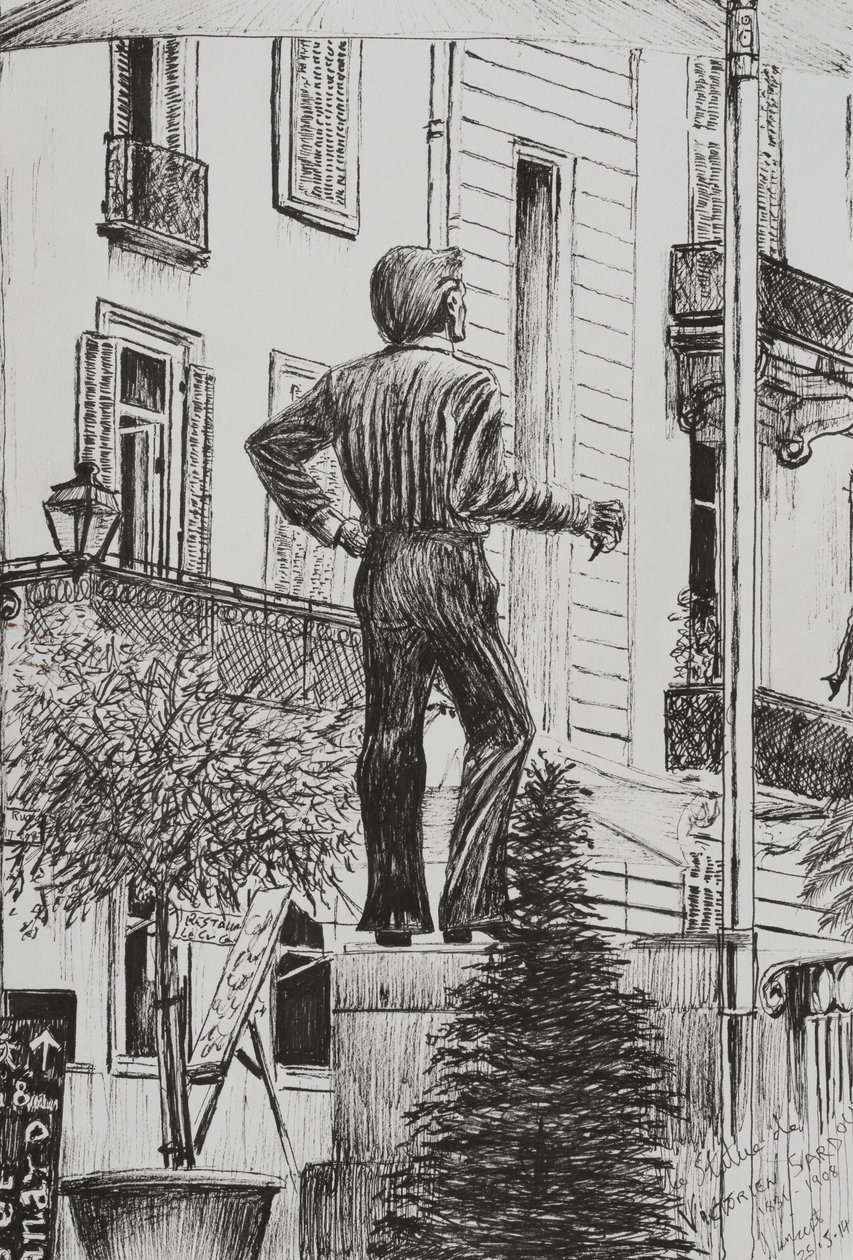 Socha v Cannetu, 2014, (tuš na papíře) od Vincent Alexander Booth