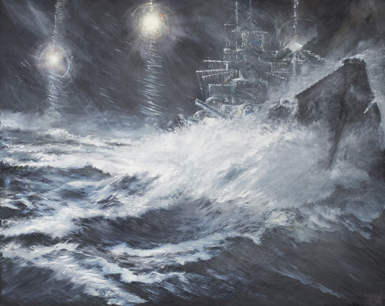 Překvapený Starshell Scharnhorst na North Cape, 2008, (Oil On Canvas) od Vincent Alexander Booth