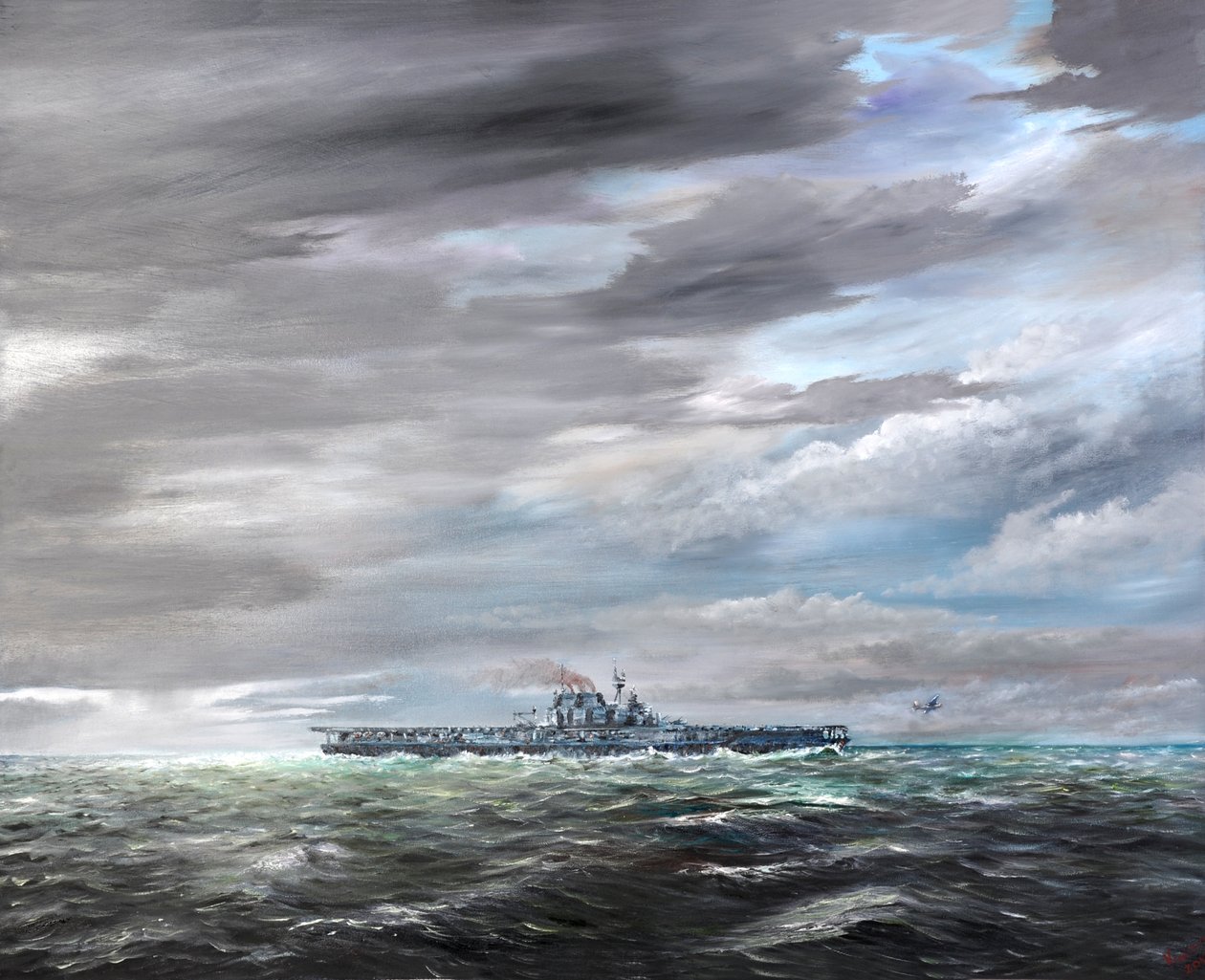 Poslední B25-B odlétá z USS Hornet 18. dubna 1942, 2019, od Vincent Alexander Booth
