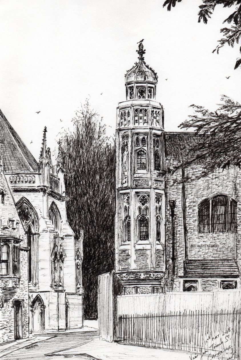 Trinity Street Cambridge, 2008, (inkoust na papíře) od Vincent Alexander Booth